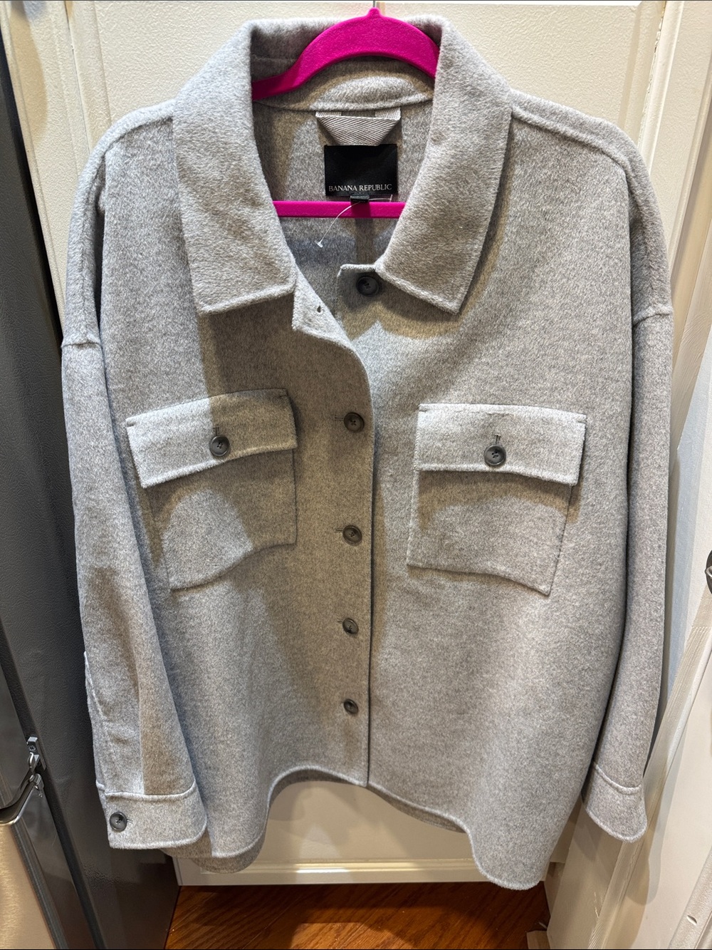 Banana Republic Light Gray Wool-Blend Utility Jacket